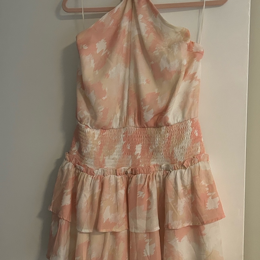 Halter Peach and Cream Mini Dress